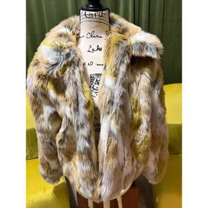 ZARA Multicolor Faux Fur Jacket | Plush | Tan Gray Yellow Short Coat S/M